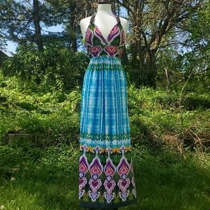 Boho tie diy print maxi dress
